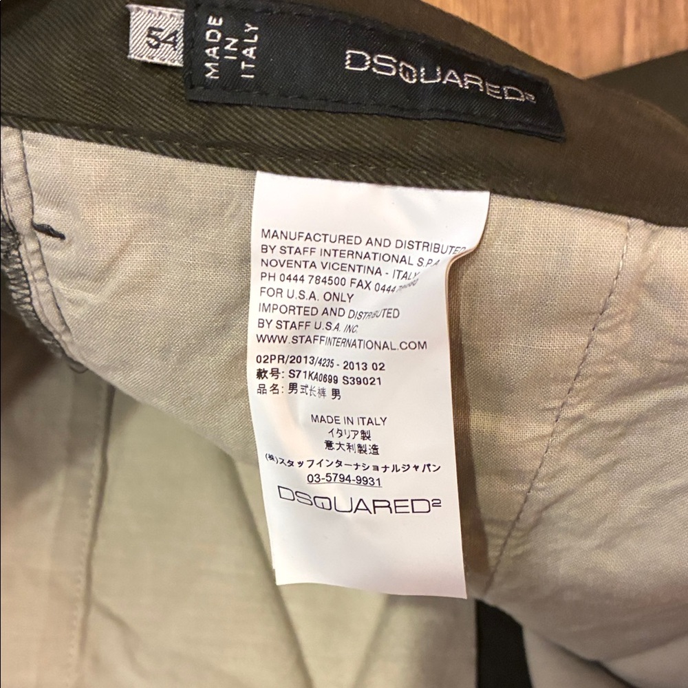 NWT DSQUARED2 Olive Green chinos - Picture 4 of 7